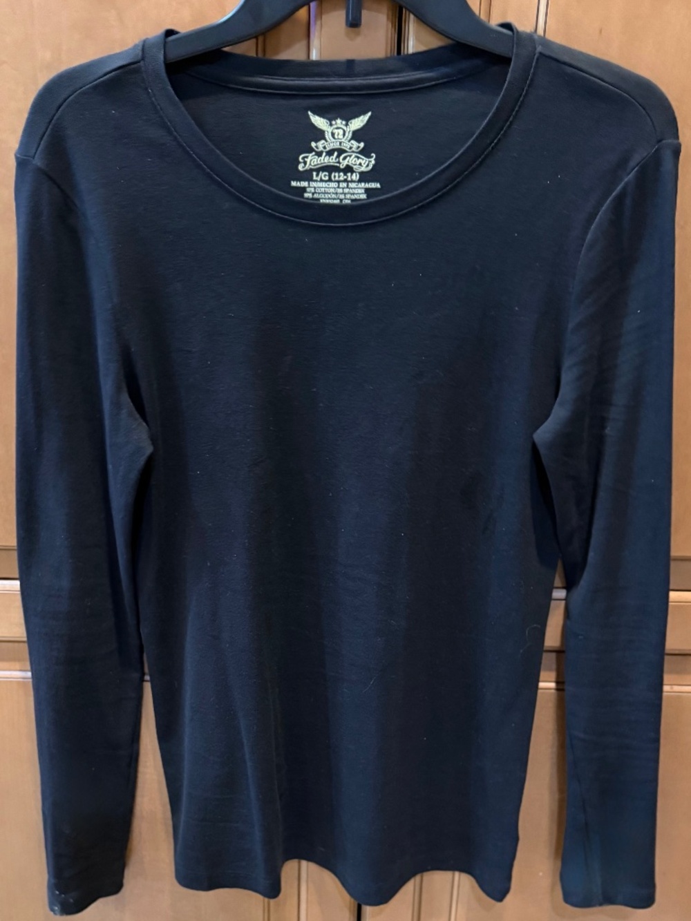 Faded Glory Black Long Sleeved Pullover Top.   NWOT